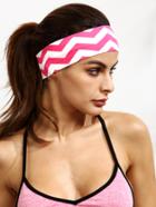 Romwe Pink Wave Print Wide Headband