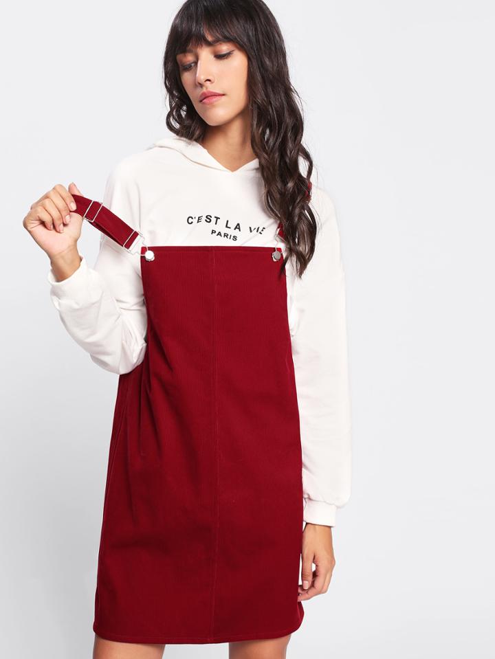 Romwe Adjustable Strap Cord Overall Dress