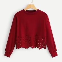 Romwe Cut Out Detail Crop Sweatshirt