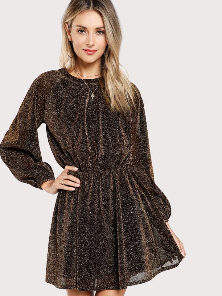 Romwe Bishop Sleeve Transparent Dress