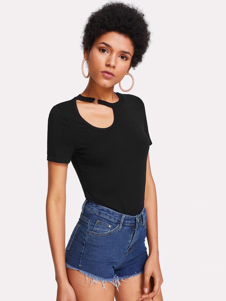 Romwe Cutout O-ring Detail Top