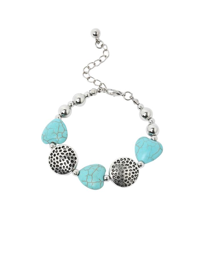 Romwe Heart Turquoise Plated Adjustable Bracelet