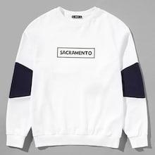 Romwe Guys Letter Front Tape Sleeve Sweatshirt