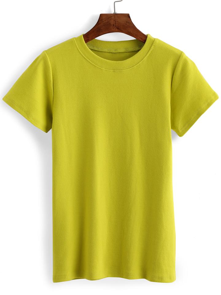 Romwe Crew Neck Lime T-shirt