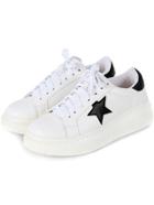 Romwe White Black Star Print Thick-soled Casual Flats