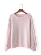 Romwe Faux Pearl Fuzzy Sweater