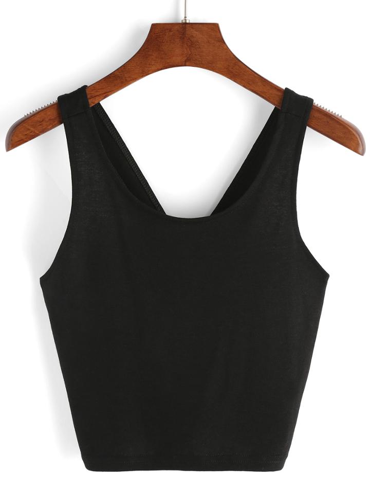 Romwe V-strap Back Crop Tank Top
