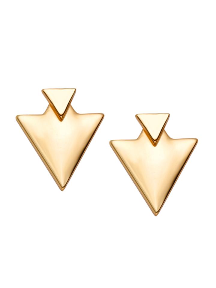 Romwe Gold Plated Triangle Stud Earrings