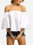 Romwe Off-the-shoulder Bell Sleeve Swing Blouse