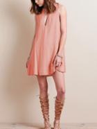 Romwe Pink Cut Out Shift Dress