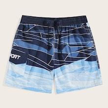 Romwe Guys Cut And Sew Drawstring Shorts