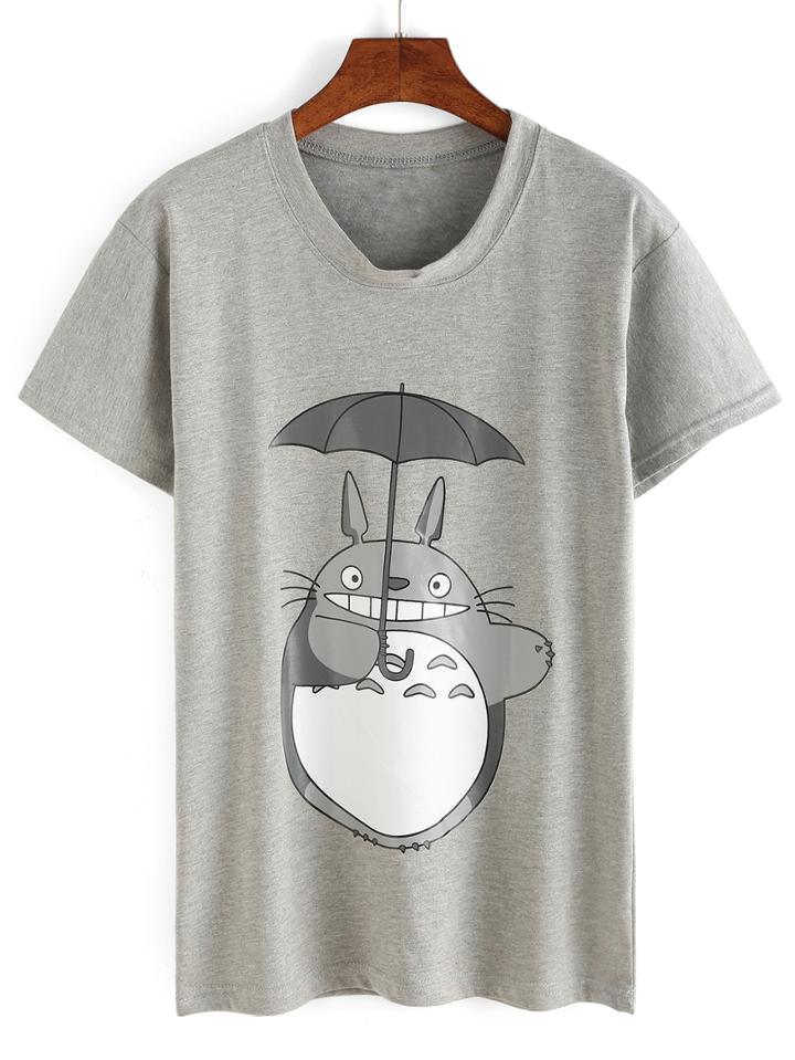 Romwe Lovely Chinchilla Print T-shirt