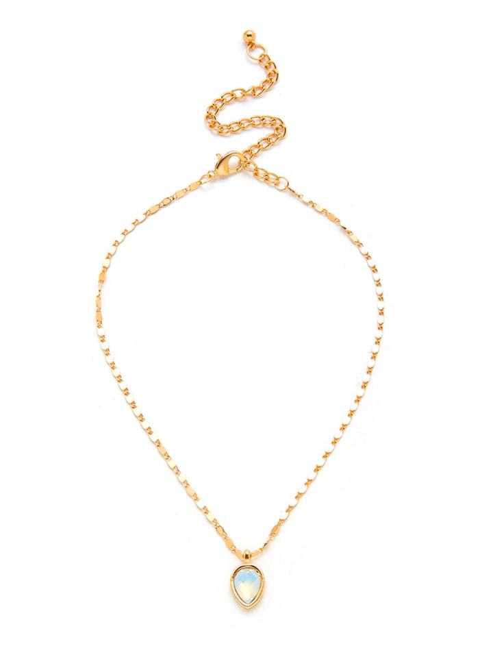 Romwe Water Drop Shaped Pendant Chain Necklace