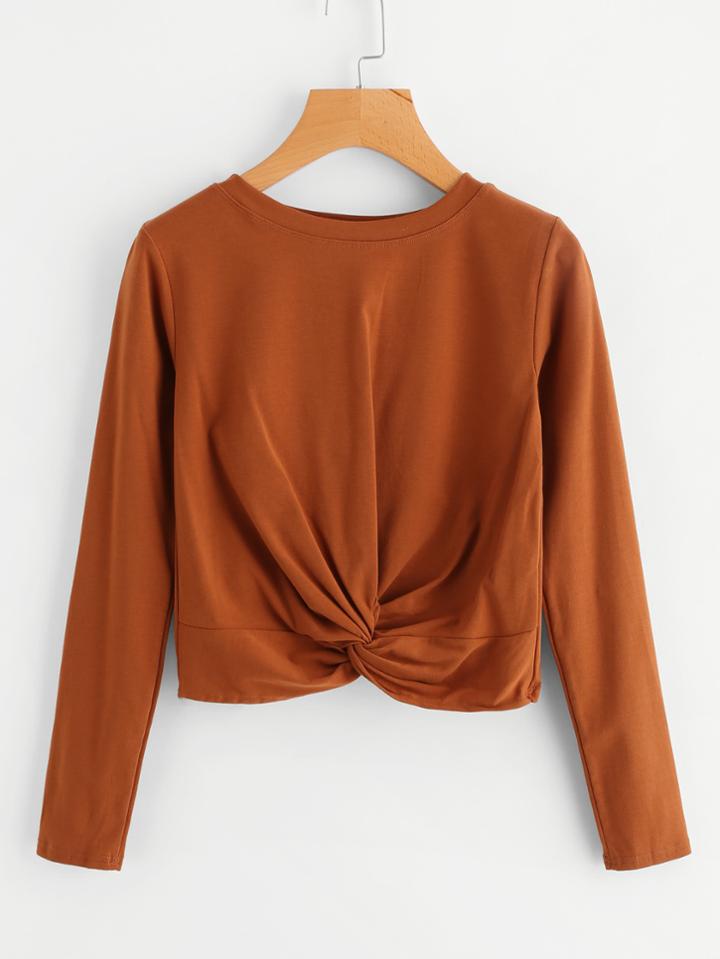Romwe Twist Detail Crop Tshirt