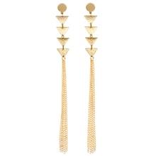 Romwe Triangle Shaped Chain Tassel Drop Earrings