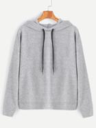 Romwe Pale Grey Overlap Back Drawstring Hooded Sweatshirt
