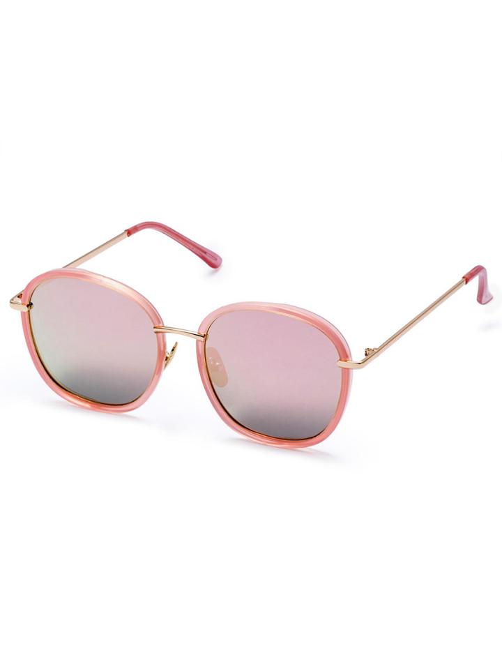 Romwe Pink Frame Large Lens Sunglasses