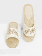 Romwe Rhinestone Embellished Flat Sandals