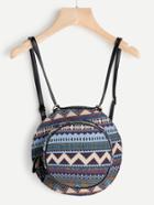 Romwe Geometric Pattern Round Backpack With Convertible Strap