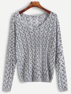 Romwe Grey Open Knit Sweater