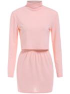 Romwe Stand Collar Crop Top With Skirt