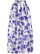 Romwe With Zipper Flower Print Full Skirt