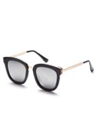 Romwe Black Bold Frame Metal Arm Sunglasses