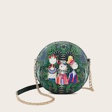 Romwe Figure Print Round Shaped Chain Bag