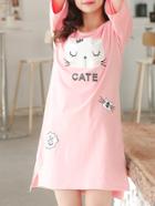 Romwe Split Side Cat Print Dress