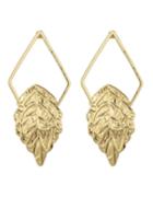 Romwe Gold Plated Leaf Stud Earrings
