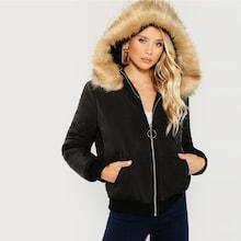 Romwe O-ring Zip Up Hooded Puffer Coat