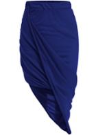 Romwe Blue High Waist Asymmetrical Bodycon Skirt