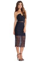 Romwe Strapless Sheer Lace Bodycon Dress