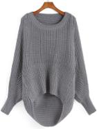 Romwe Round Neck High Low Sweater