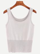 Romwe Contrast Trim Knitted Tank Top - Grey