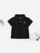 Romwe Back Number Printed Polo Shirt