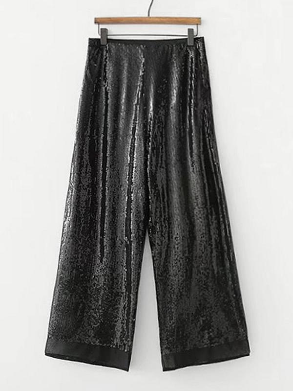 Romwe Wide Leg Sequin Pants