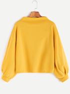 Romwe Yellow Drop Shoulder Lantern Sleeve Jersey Sweater