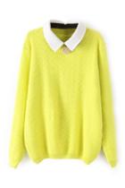 Romwe Detachable Collar Yellow Jumper