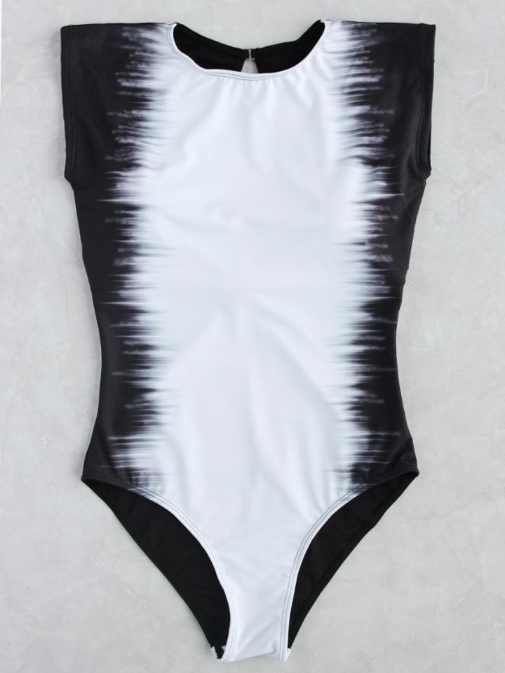 Romwe Printed Sleeveless One Piece Swimwear