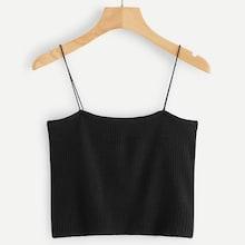Romwe Rib-knit Solid Cami Top