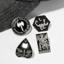Romwe Engraved Scorpion & Figure Brooch Set 4pcs