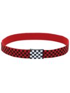 Romwe Checkboard Print Flip-top Buckle Red Canvas Belt