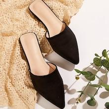 Romwe Suede Point Toe Mules