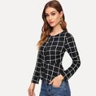 Romwe Zip Front Grid Peplum Jacket