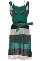 Romwe Romwe Color Block Green Sleeveless Two-pieced Dress