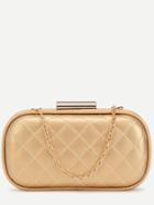 Romwe Golden Quilted Pu Evening Bag