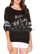 Romwe Black Long Sleeve Letters Print Sweatshirt