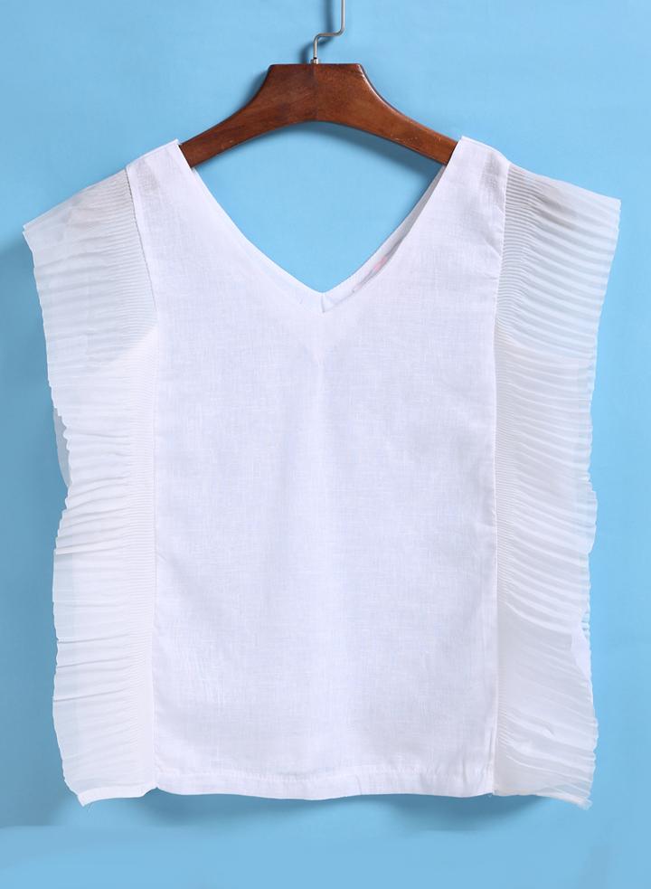 Romwe V Neck Ruffle Top