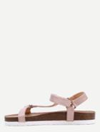 Romwe Faux Leather Ankle Strap Flatform Sandals - Flesh Pink